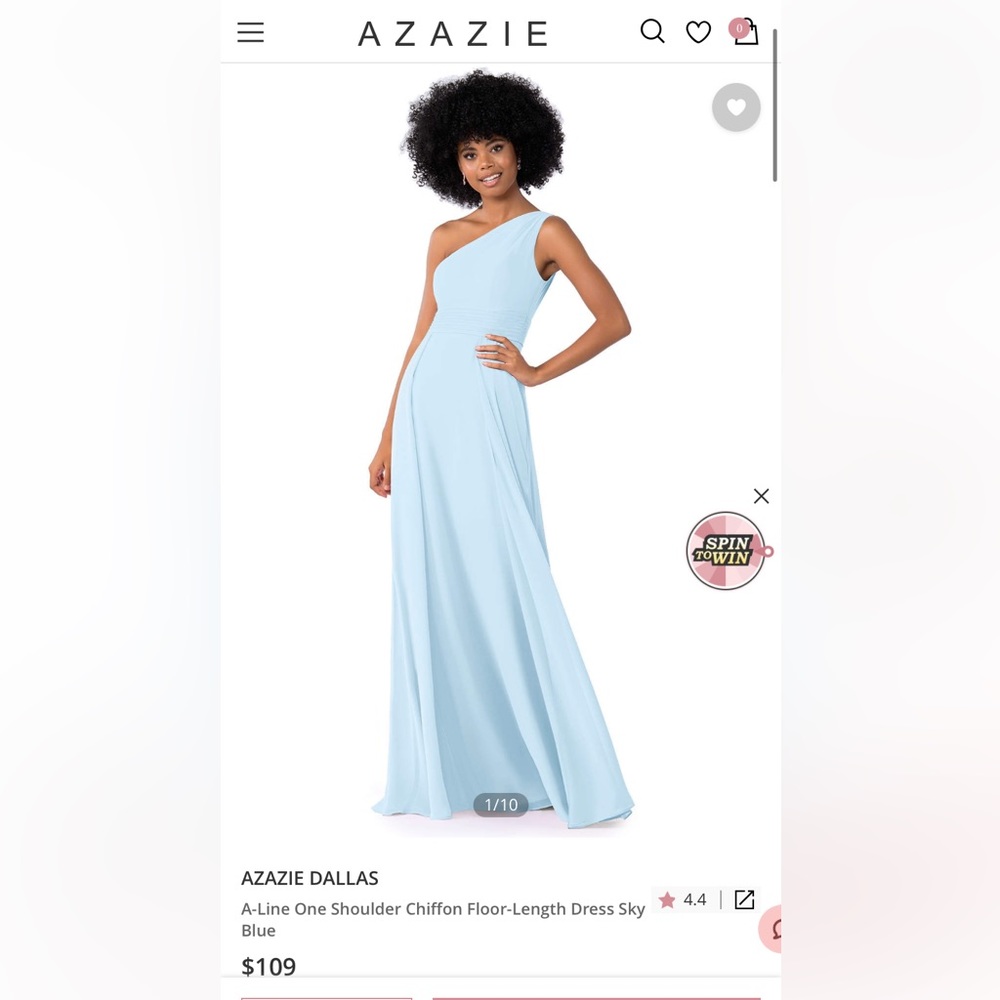 Azazie Dallas Dress, Sky Blue, Size 6